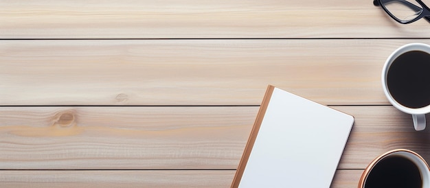 Office Desk Table with Blank Notebook