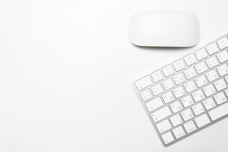 Photo office desk table with computer keyboard