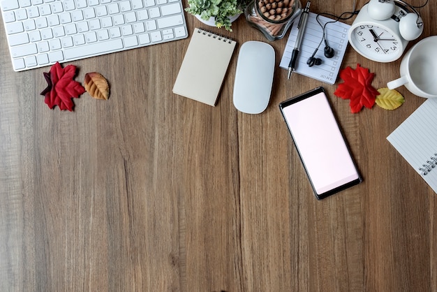 office desk table with keyboard