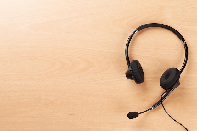 Office desk with headset Call center support table