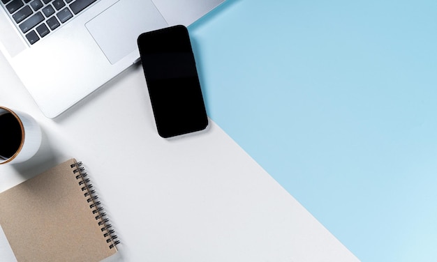 Office desk with supplies and stationery