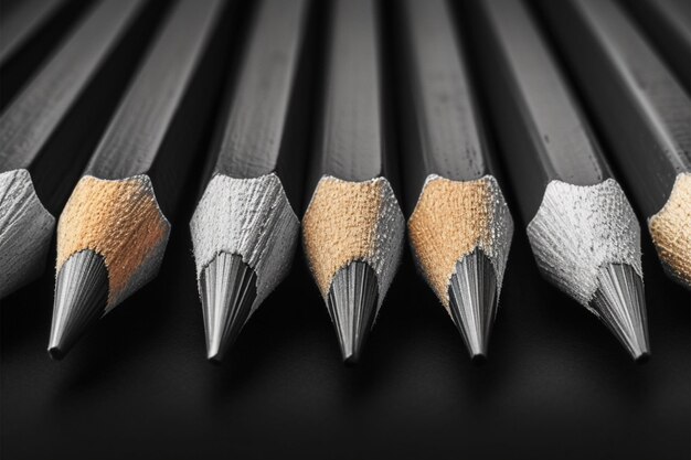 Photo office essentials wooden pencils black and white a sharp group