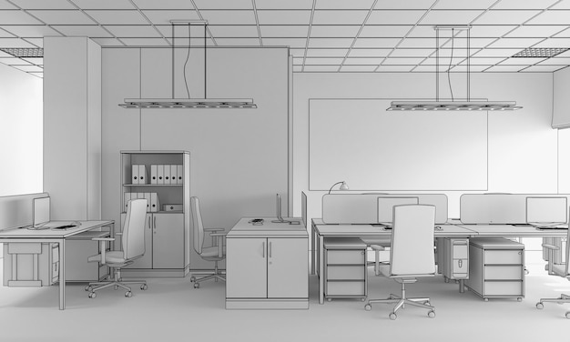 office interior visualization 3D illustration cg render