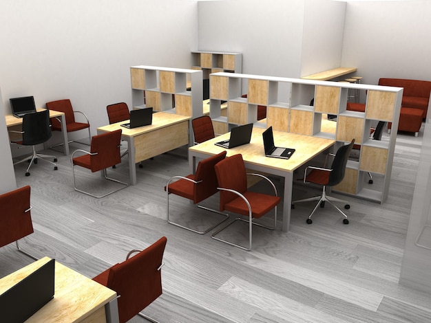 office, interior visualization, 3D illustration