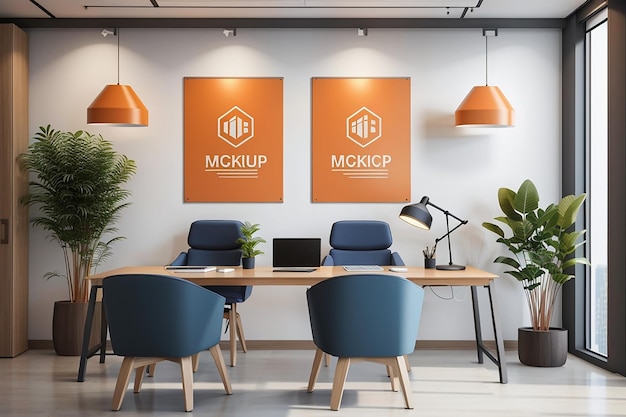 office interior wall signage mockup template