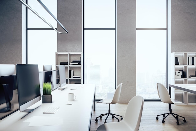 Office interior with computer