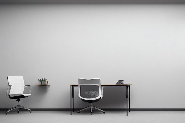 Office interior with furniture and paraphernalia Office mockup with table and chairs open space