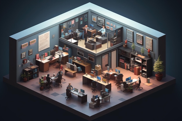 Office isometric illustration concept