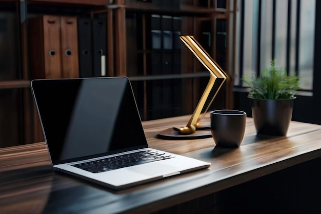 office laptop on the table