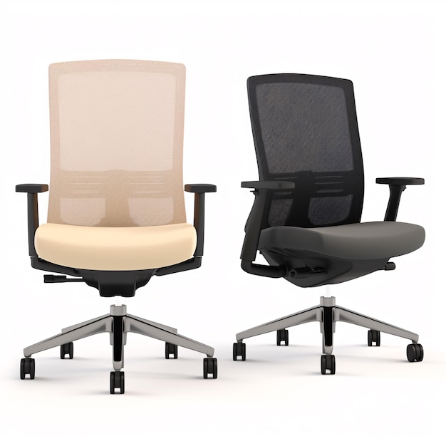 사무실 관리자 또는 손님 의자는 흰색 배경에 고립되어 있습니다. 바퀴가 달린 감독의 의자