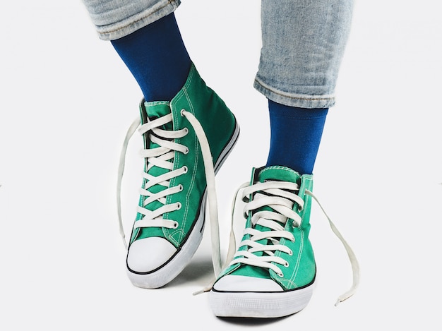 Office Manager, stylish sneakers and multicolored socks