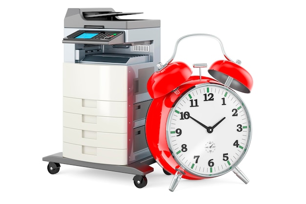 Photo office multifunction printer mfp with alarm clock 3d rendering