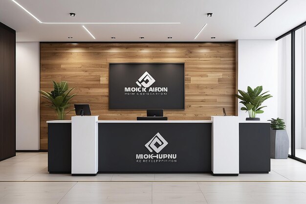 Office reception 3d logo mockup