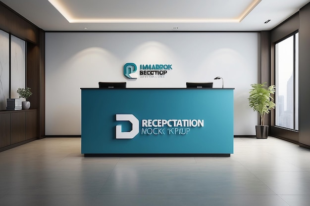 Foto modello del logo 3d della reception dell'ufficio