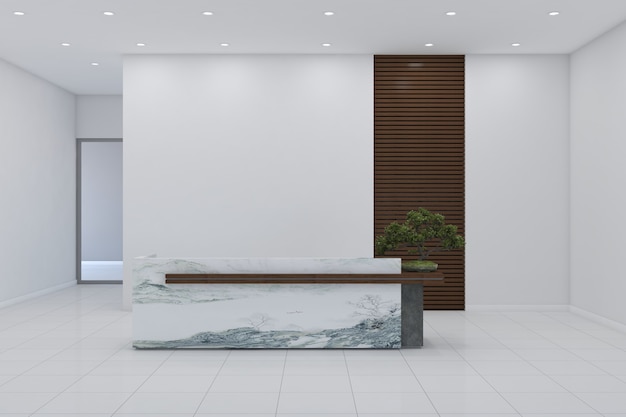 Office Reception Desk Mockup front view interior design