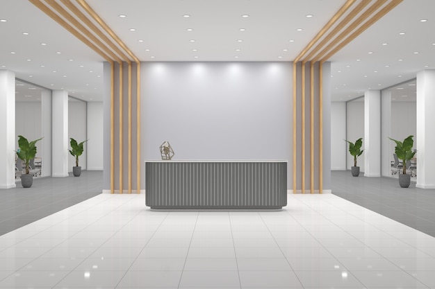 Office Reception Desk Mockup front view interior design