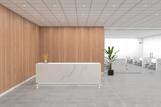 Office Reception Desk Mockup front view interior design