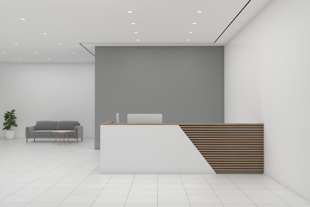 Ufficio reception mockup vista frontale interior design