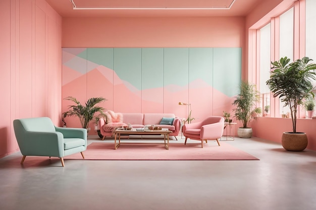 Office room with a pastel wall