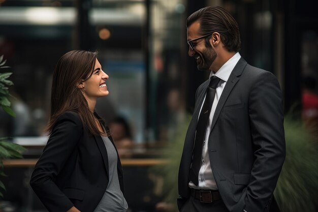 Photo office staff talking with each other