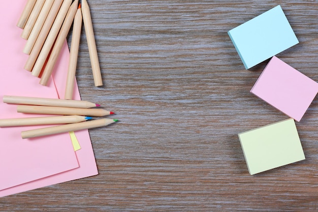 Office supplies on a table closeup