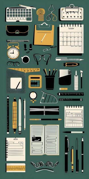 Photo office supplies vector set