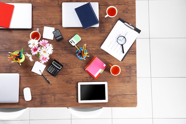 Office table for meetings top view