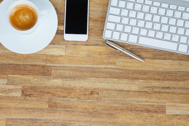 Office table with gusgets and supplies