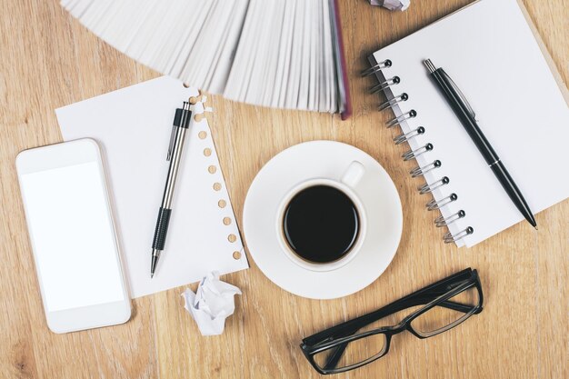 Office table with items