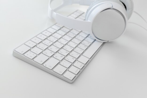 Photo office table with keyboard