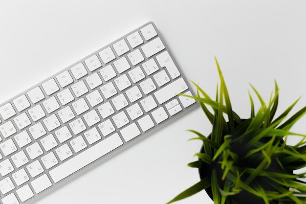 Office table with keyboard