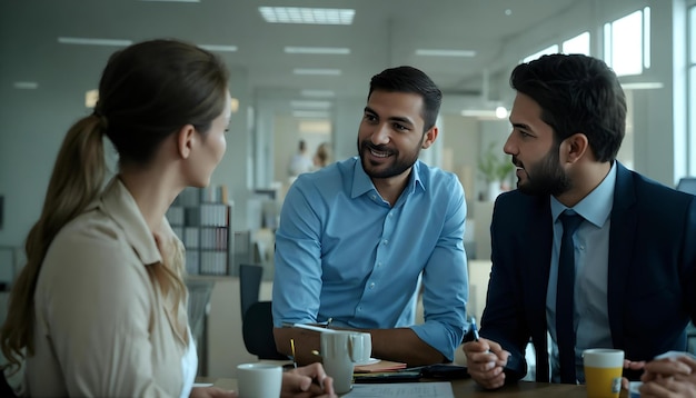 Photo office team talking on meeting