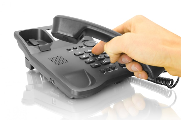 Office telephone with hand