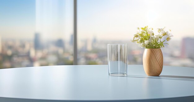 office top table with blurred background