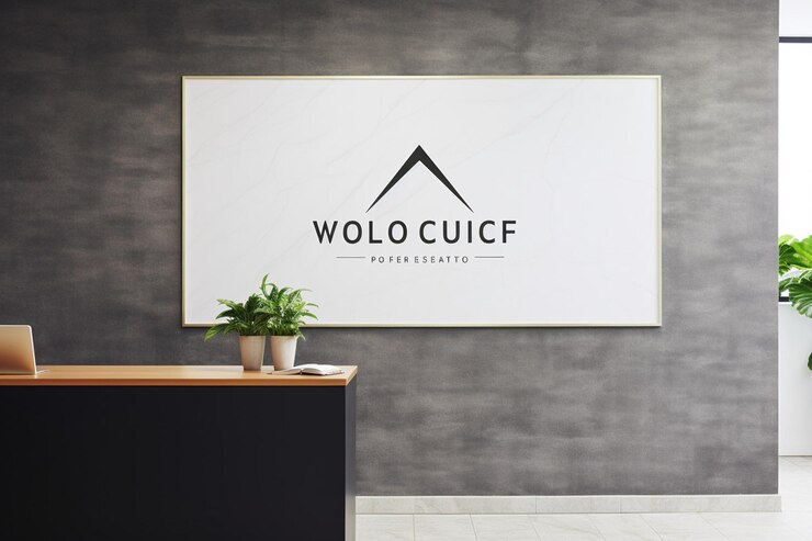 Photo office wall sign mockup