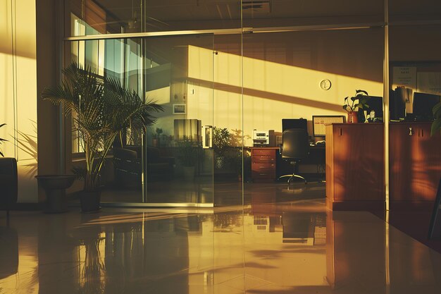 Office with cool mirror reflections