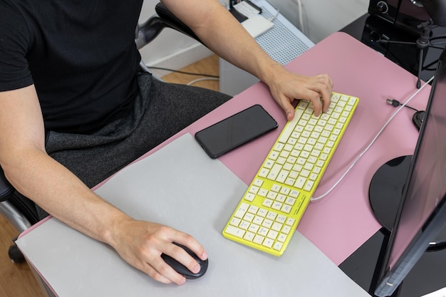 Office work hands working with computer