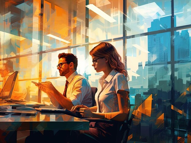 Office worker digital painting style ai