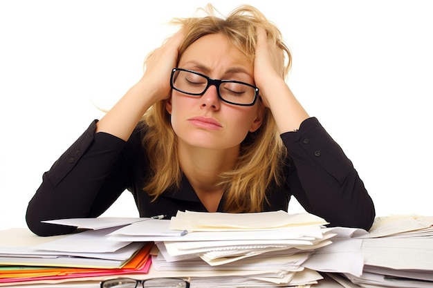 Photo office worker tired from overworking generative ai