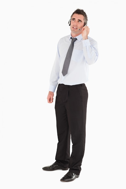 Office worker using a headset