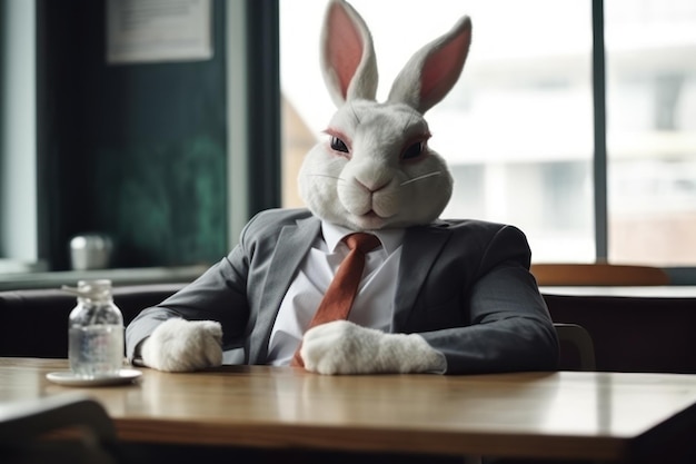 Premium AI Image | Office worker white hare alpha male animal Generative AI