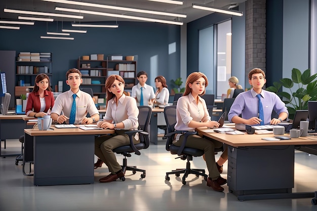 Office workers sitting at desks