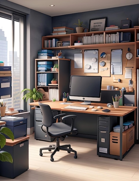 Office workspace situation illustration