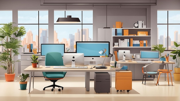 Концепция интерьера мебели для офисных рабочих мест