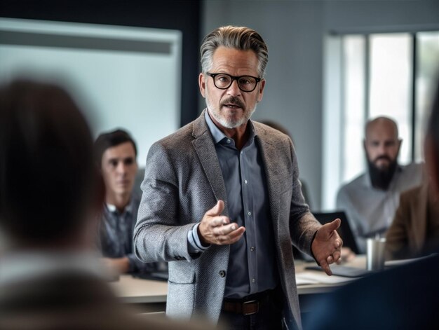 Office zakenman uitvoerend professioneel zakelijk vertrouwen spreker ondernemer volwassen manager Generatieve AI