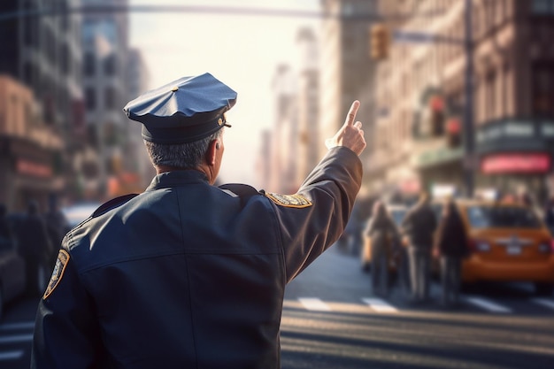 Officer's hands directing vehicles at a busy intersection