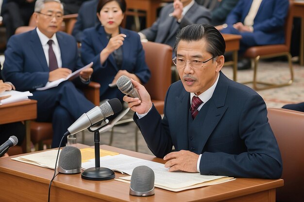 공식 보도자료 남자 연설 마이크