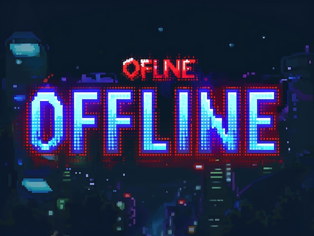 Offline tekst met een knipperend effect en een retro Pixel Font S Creative Decor Live Stream achtergrond