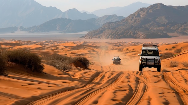 Foto offroad woestijn safari in de dubai woestijn