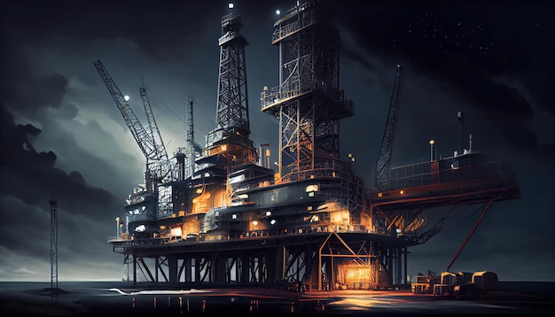 Offshore boorplatform op zee Olieplatform voor gas en aardolie of ruwe olie Industrieel